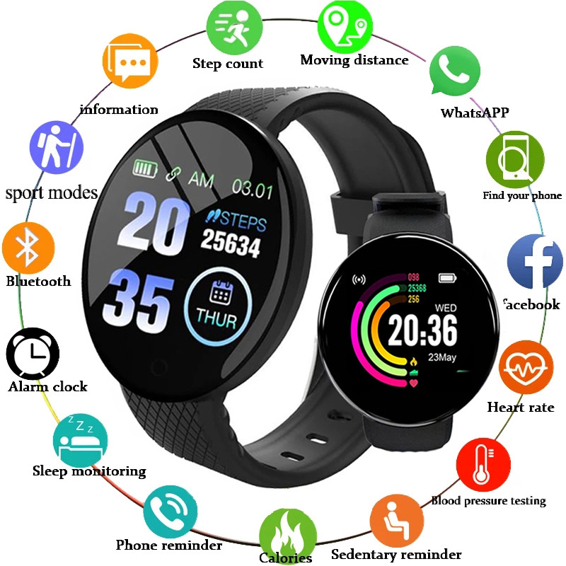 D18 Smart Watch Heart Rate Mon - Watch Smart Y68 recension och pris