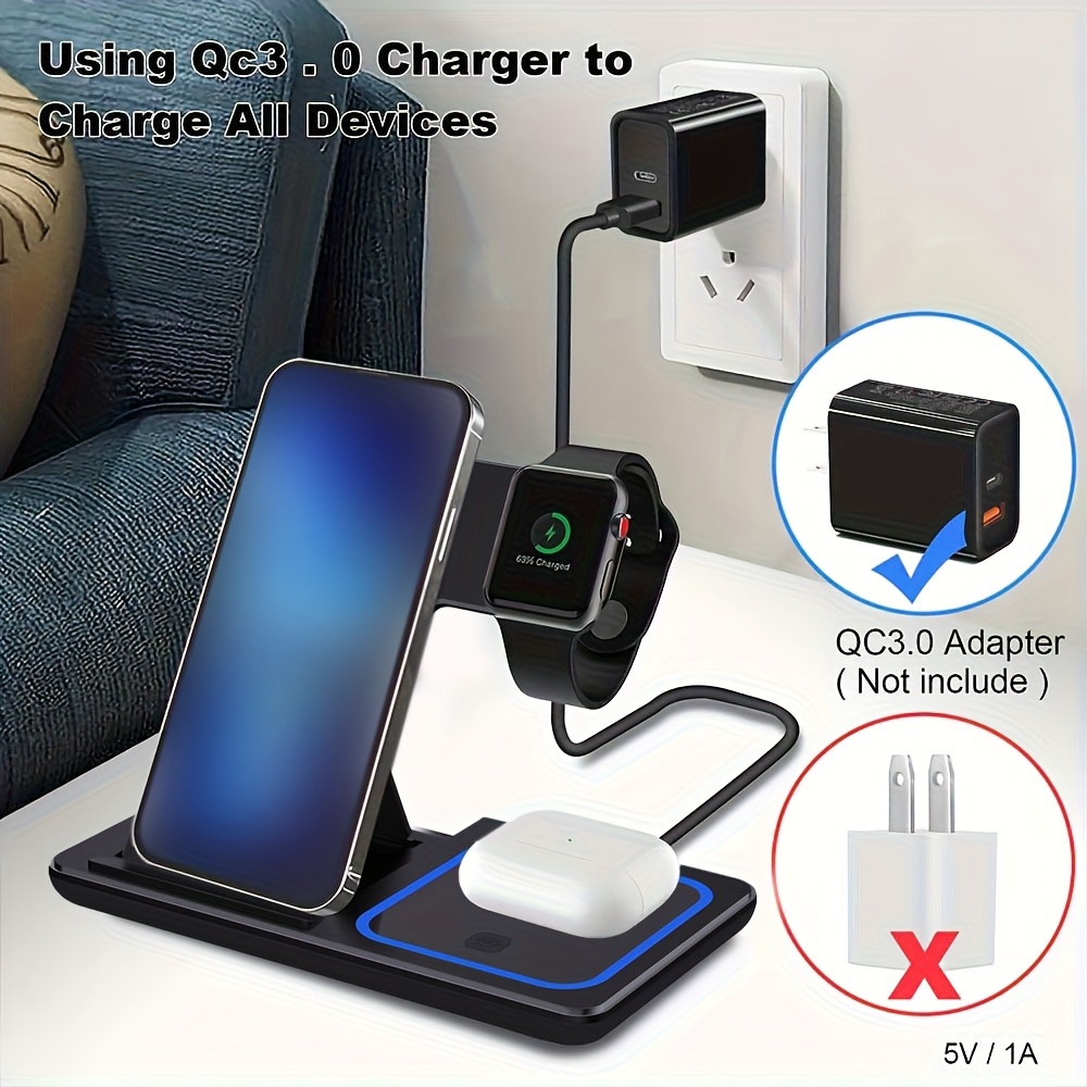 3-In-1 Foldable Wireless Charg - Smartwatch Watches For Iphone recension och pris