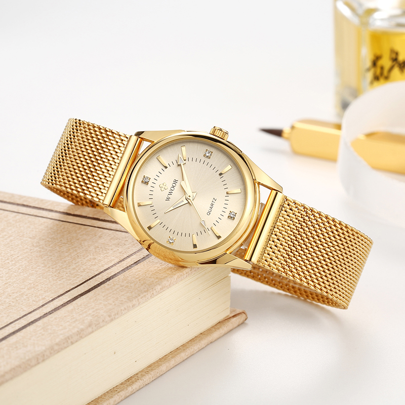 WWOOR Luxury Brand Dress Gold  - Mesh Stainless Strap recension och pris