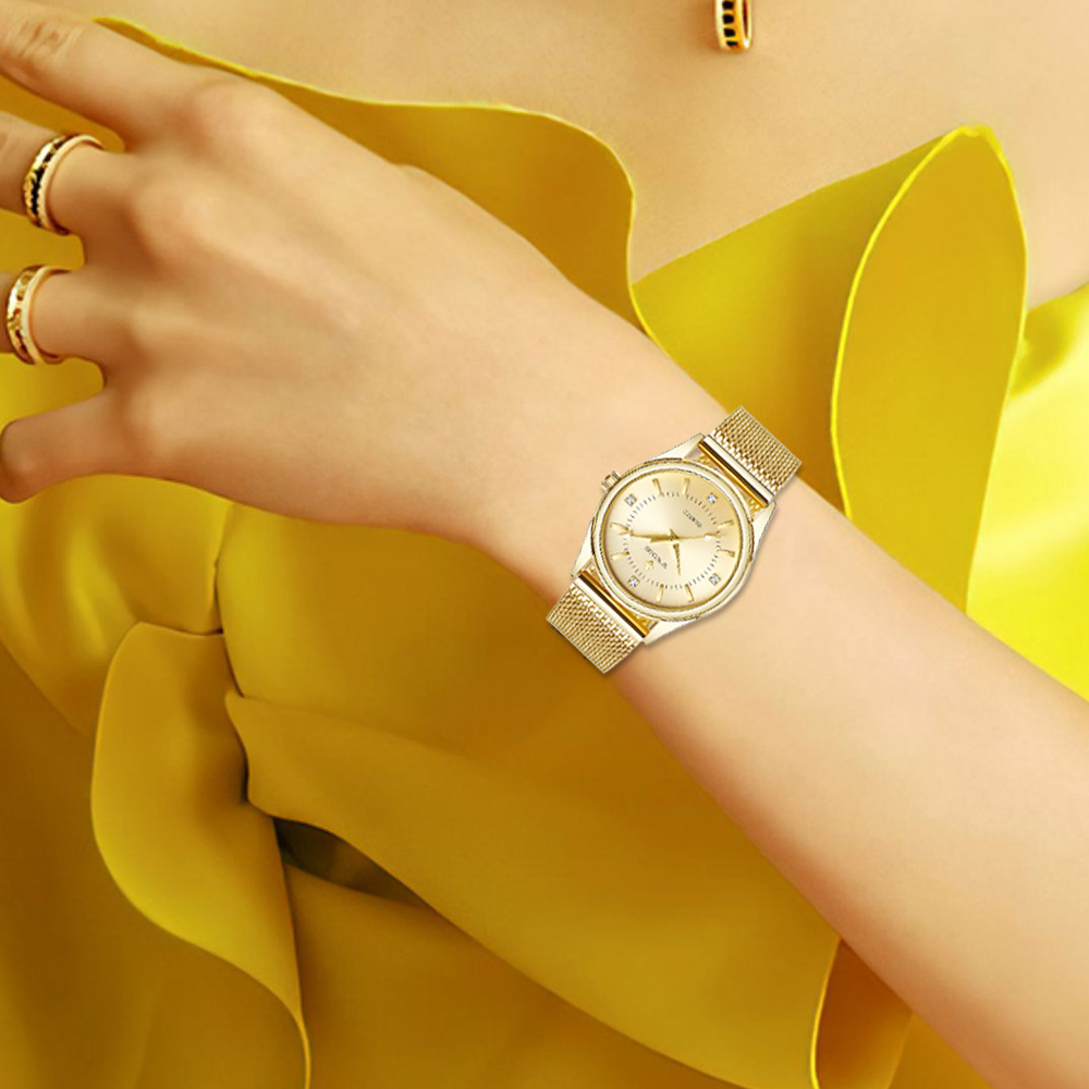 WWOOR Luxury Brand Dress Gold  - Mesh Stainless Strap recension och pris